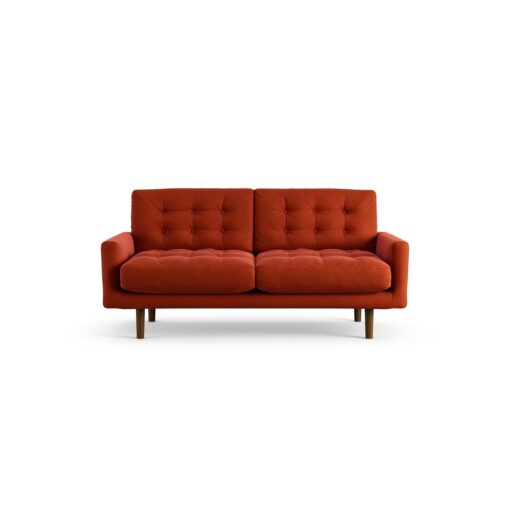 Habitat Fenner Velvet 2 Seater Sofa - Burnt Orange -Dark Leg