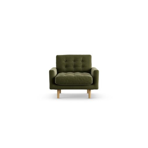 Habitat Fenner Velvet Armchair - Moss Green - Ash Leg