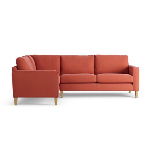 Habitat Flint Fabric Left Hand Corner Sofa- Papaya - Ash Leg