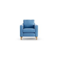 Habitat Flint Velvet Armchair - Sky Blue - Ash Leg