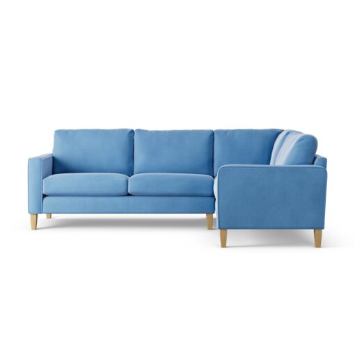 Habitat Flint Velvet Right Hand Corner Sofa-Sky Blue-Ash Leg