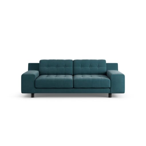 Habitat Hendricks Fabric 3 Seater Sofa - Teal - Black Leg