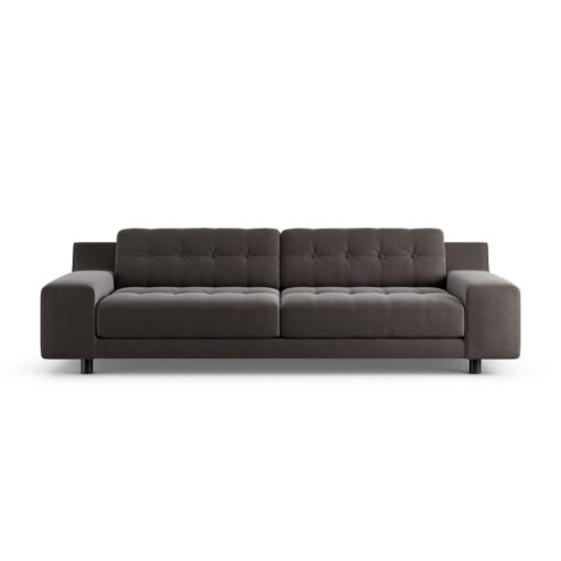 Habitat Hendricks Velvet 4 Seater Sofa - Grey - Black Leg