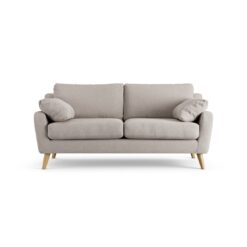 Habitat Ivor Fabric 3 Seater Sofa - Stone - Ash Leg