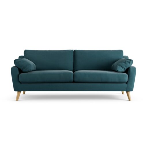 Habitat Ivor Fabric 4 Seater Sofa - Teal - Ash Leg