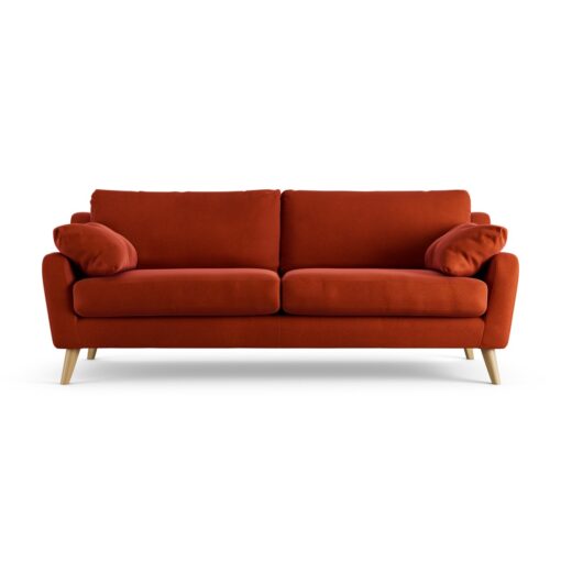 Habitat Ivor Velvet 4 Seater Sofa - Burnt Orange - Ash Leg