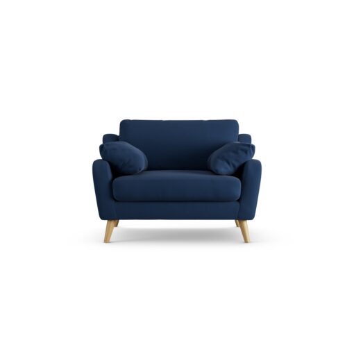 Habitat Ivor Velvet Cuddle Chair - Navy - Ash Leg