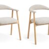 Habitat Lex Pair of Fabric Dining Chairs - Natural