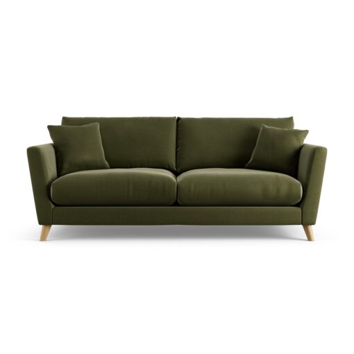 Habitat Lomond Velvet 4 Seater Sofa - Moss Green - Ash Leg