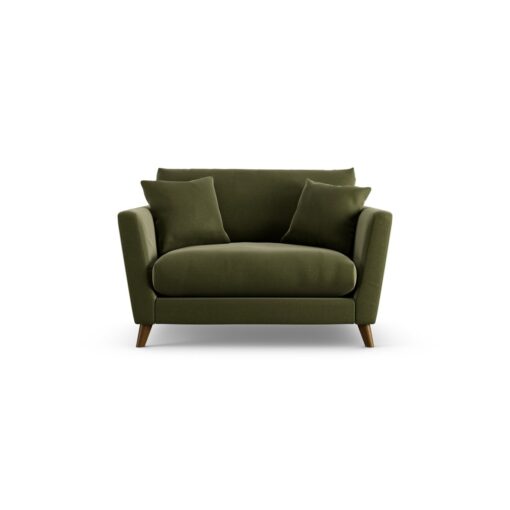 Habitat Lomond Velvet Cuddle Chair - Moss Green - Dark Leg