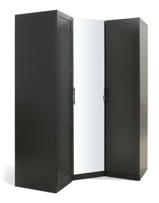 Habitat Munich Corner 3 Door Mirror Wardrobe - Anthracite