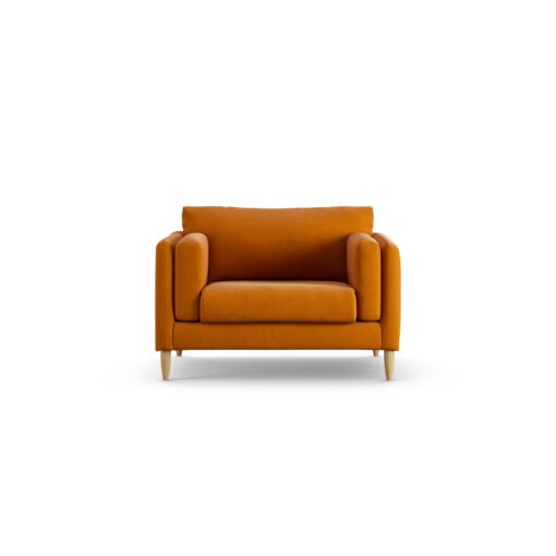 Habitat Newington Fabric Cuddle Chair - Orange - Ash Leg