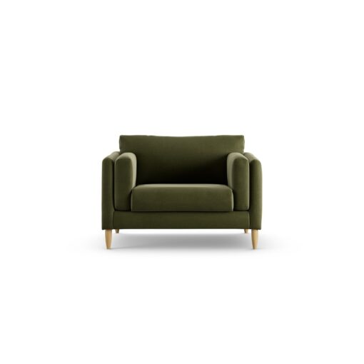 Habitat Newington Velvet Cuddle Chair - Moss Green - Ash Leg