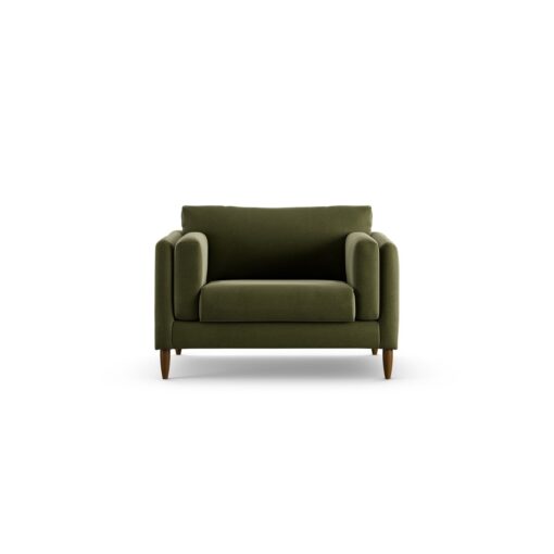 Habitat Newington Velvet Cuddle Chair - Moss Green- Dark Leg