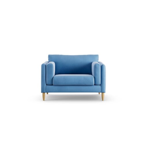 Habitat Newington Velvet Cuddle Chair - Sky Blue - Ash Leg