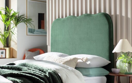 Habitat Onda Tall Velvet Kingsize Headboard - Green