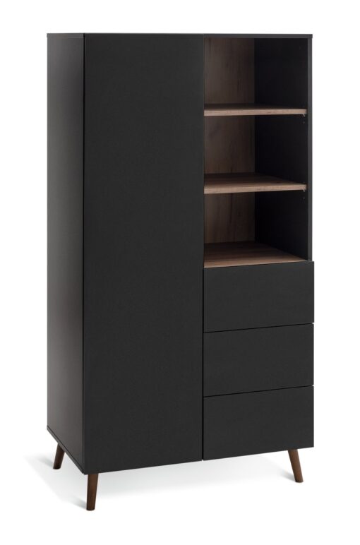 Habitat Skandi 1 Door 3 Drawer Open Wardrobe - Black