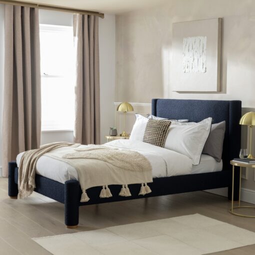 Habitat Vallero Luxe Kingsize Boucle Bed Frame - Navy