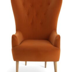 Habitat Vito Velvet Wingback Chair - Orange