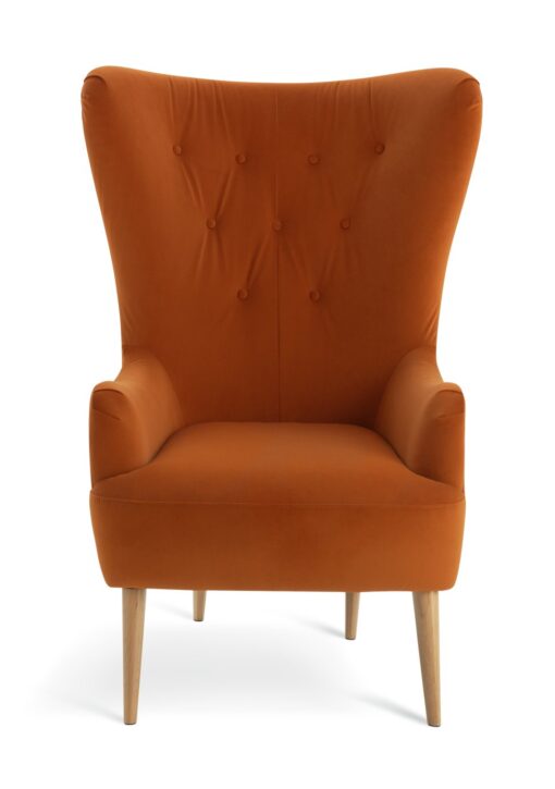 Habitat Vito Velvet Wingback Chair - Orange