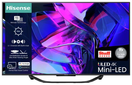 Hisense 65 Inch 65U7KQTUK Smart 4K 144Hz UHD HDR Mini LED TV