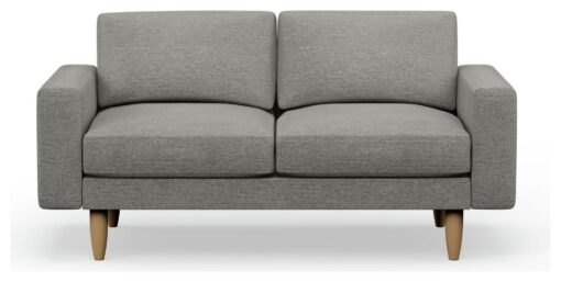 Hutch Fabric Block Arm 2 Seater Sofa - Dove Grey