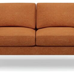 Hutch Fabric Block Arm 2 Seater Sofa - Rust