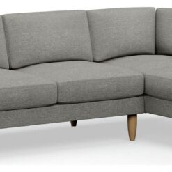 Hutch Fabric Block Arm 4 Seater Corner Sofa - Dove Grey