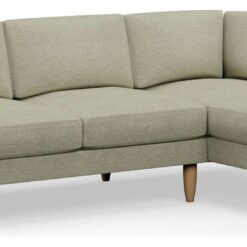 Hutch Fabric Block Arm 4 Seater Corner Sofa - Oat