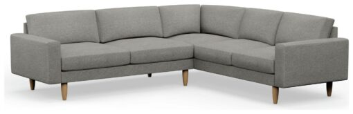 Hutch Fabric Block Arm 6 Seater Corner Sofa - Dove Grey