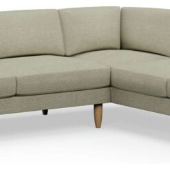 Hutch Fabric Block Arm 6 Seater Corner Sofa - Oat