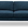 Hutch Velvet Block Arm 3 Seater Sofa - Ink Blue