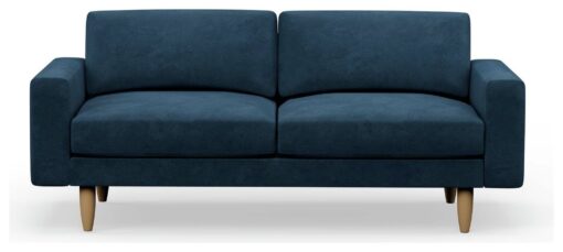 Hutch Velvet Block Arm 3 Seater Sofa - Ink Blue