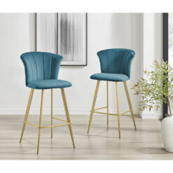 Juni Elegant Breakfast Bar Stool in Deco Style & Luxury Velvet