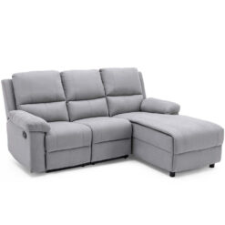 (Left Hand Corne) VALENCIA FABRIC CHAISE 3 SEATER HIGH BACK LOUNGE L SHAPED CORNER RECLINER SOFA