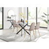 Lenworth Modern Metal and Glass Dining Table Set - Luxury Faux Leather Dining Chairs