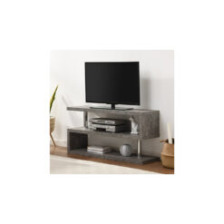 Miami Wooden S Shape Design TV Stand In Concrete Effect