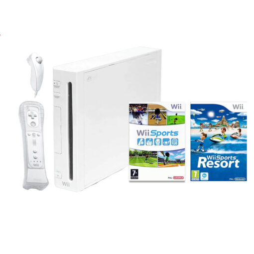 Nintendo Wii Console (White) with Wii Sports + Wii Sports Resort including Wii Remote Plus Controller (Wii)