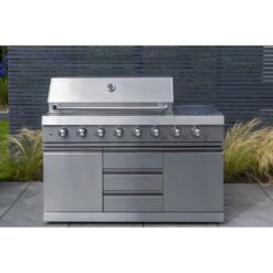 Norfolk Grills 6 Burner Free Standing Gas Grill with Side Burner and Cabinet