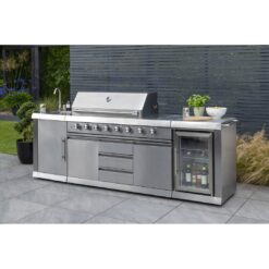 Norfolk Grills 6 Burner Standing Gas Grill with Side Burner, Fridge & Sink