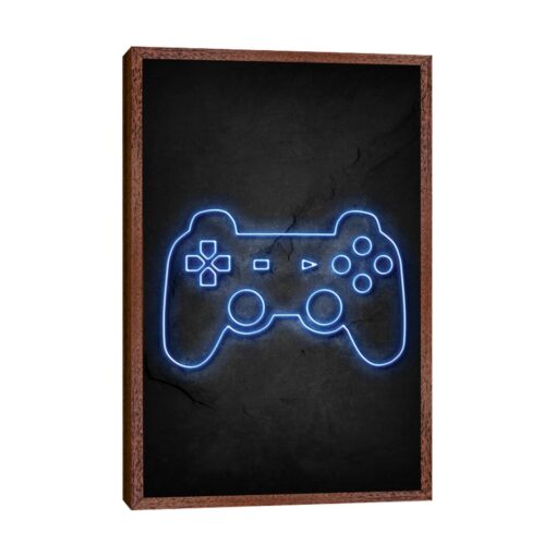 Playstation Controller Neon - Graphic Art Print on Canvas