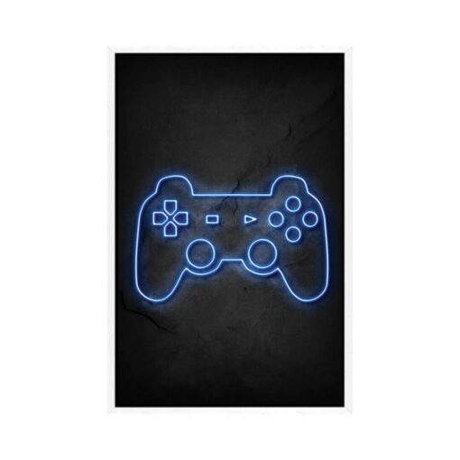 Playstation Controller Neon - Graphic Art Print on Canvas