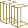 Rookwood Gold Glass 2 Piece Side Table Set End Tables Living Room Home Furniture