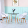 Round Dining Table With 2 Armchairs, Black+White