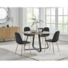 Sandy Classic Wood Effect and Metal Dining Table Set with 4 Luxury Faux Leather Dining Chairs