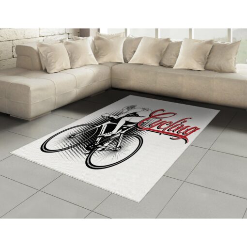 Sports Area Rug Cycling Man Sport Bike