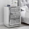 Stella Mirrored Bedside Table 3 Drawers Textured Modern Design