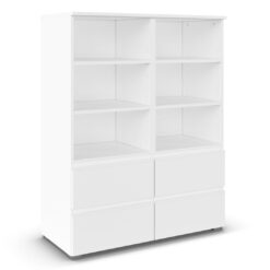 The JOEL bookcase features 4 drawers and 6 compartments