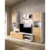 Wall unit Dzuell, TV stand living room set, 220x41h180 cm, Node Oak and White