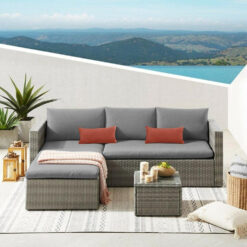 (Without Cover) EVRE Malibu Grey Rattan Outdoor Furniture Set